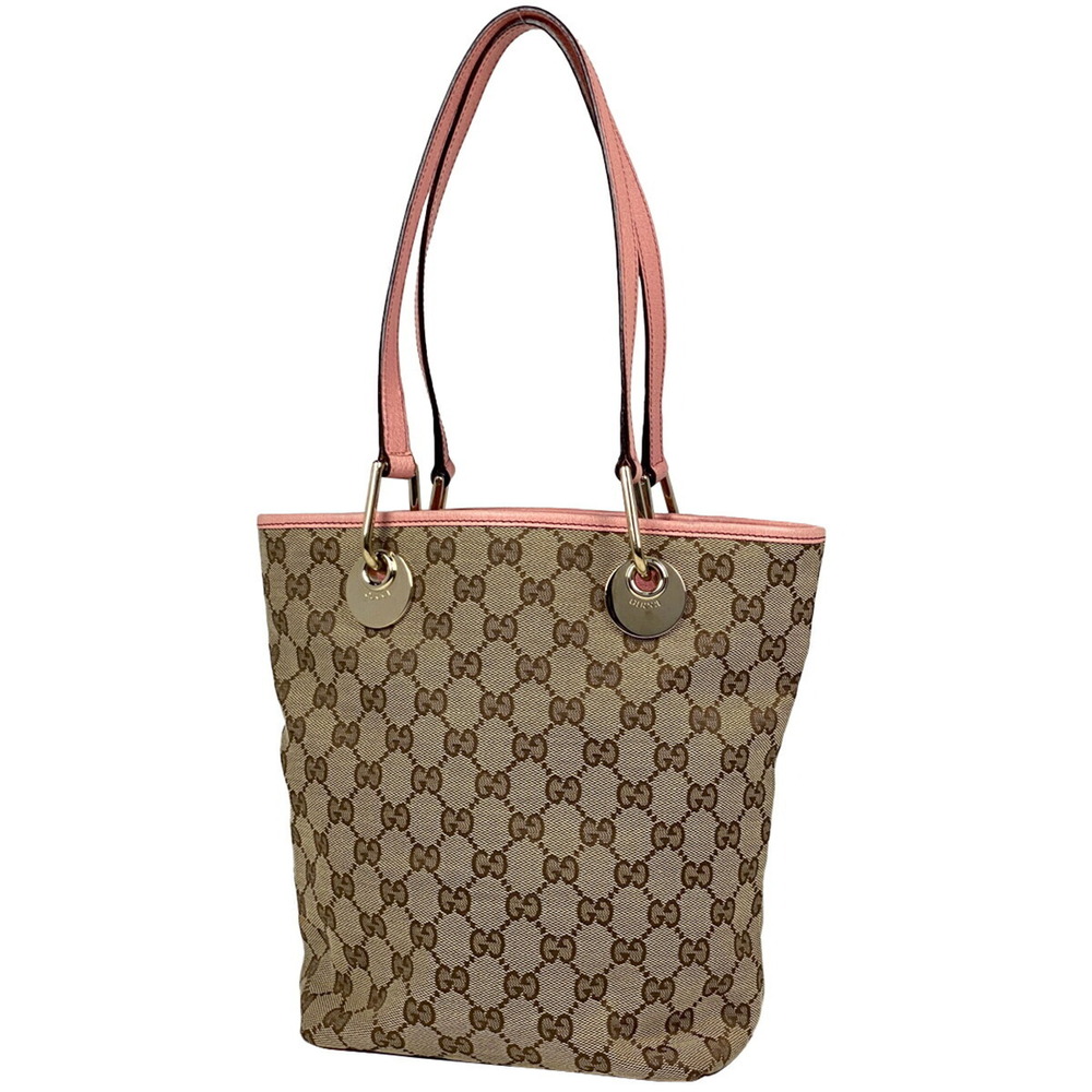 Gucci GG shoulder bag tote canvas beige pink